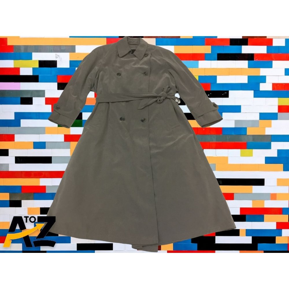 Women's Misty Harbor Long Belted Gray Raincoat Size 4P